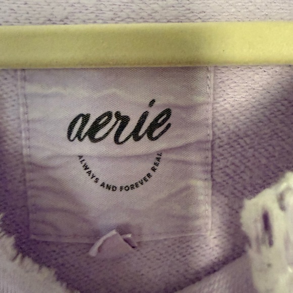 Aerie Hey Crochet Lavender Sweatshirt with Lace Detail - Picture 9 of 9
